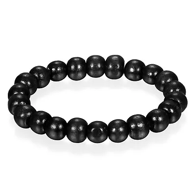 10mm Black Brown Wooden Buddha Beaded Mala Bracelet Elastic Bangle For Men Women • $7.99