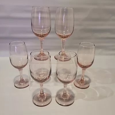 Princess Plum Pink Vintage Wine Glasses 6 Elegant Libbey 8oz Stemware • $31.99