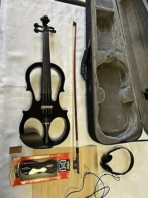 ⚡️Le’Var Model 4/4 Black Electric Violin With Case & Bow Headset More • $100