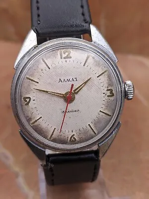 Vintage Early Watch Vostok ALMAZ 2809 18j Soviet Mechanical USSR Wristwatch • $68.85
