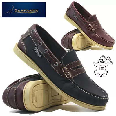 Mens Leather Slip On Walking Boat Deck Casual Driving Moccasin Loafer Shoes Size • £19.95