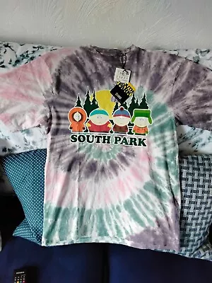 South Park Tie Dye Purple T-Shirt Pull&Bear Comedy Central Size Small • £11.99