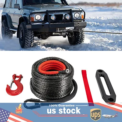 1/2 X92ft  Synthetic Winch Line Cable Rope With Sleeve + Winch Hook For ATV UTV • $62.84