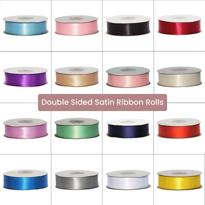 £2.19 • Buy Satin Ribbon Reels Rolls Double Sided Face 25/50 Metre Plain Width 3 -25mm Craft