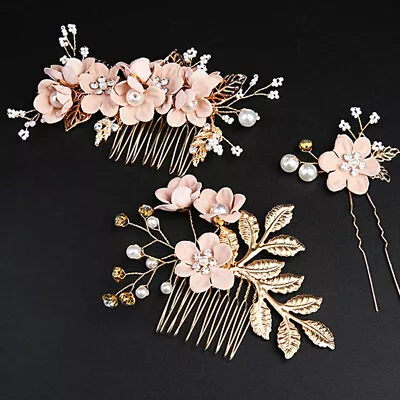 £2.03 • Buy Crystal Pearls Flower Wedding Hair Pins Accessories Bridal Clips Grips Headpiece