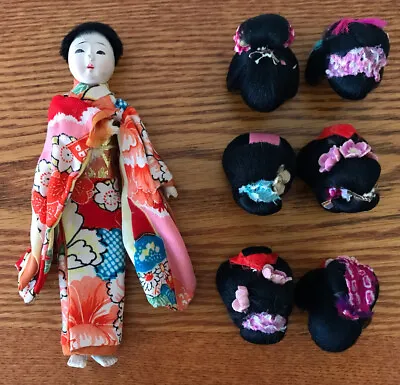 £17.56 • Buy Vintage Handmade Katsuraningyo Geisha  Doll With Six Wigs