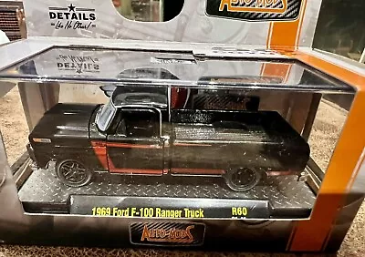 M2 Machines Auto Mods 1969 FORD F-100 RANGER TRUCK Black 5.0 Coyote R60 21-41 • $10