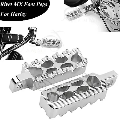 $23.98 • Buy Chrome MX Style Foot Pegs Rests Pedal For Harley Softail FLHR FLTRX V-Rod VRSCDX