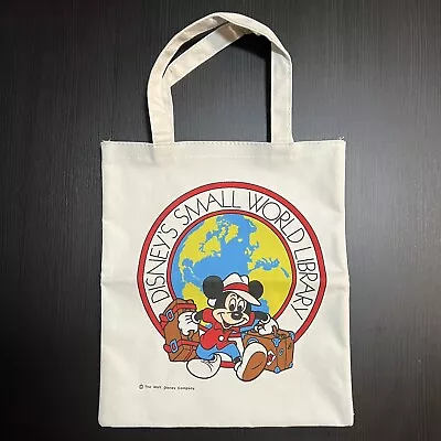Vintage New Walt Disney Mickey Mouse Small World Library Canvas SMALL Tote Bag! • $8.95
