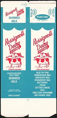 Vintage Box ROSSIGNOLS DAIRY FARMS Skimmed Milk Carton Waterville Maine Unused • $5.94