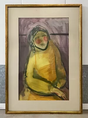 🔥Vintage Old Mexican Modern Abstract Woman Portrait Painting - PECANINS 1960s • $975