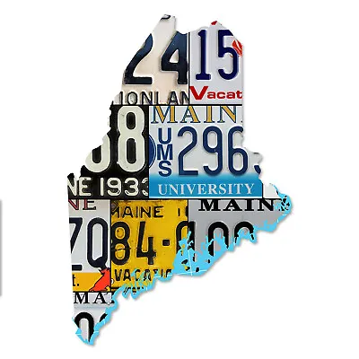 MAINE License Plate Map Cut Sign VACATIONLAND STATE Map License Plates Sign • $29.99