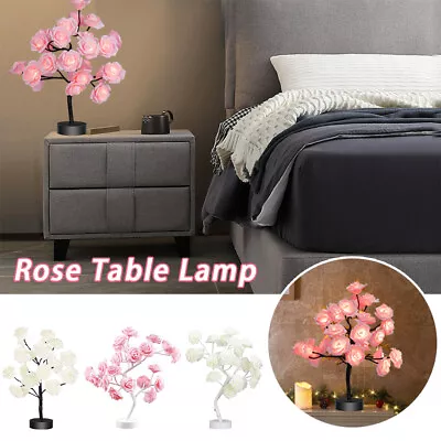 £10.97 • Buy Rose Tree Light Table Lamp  24LEDs Bedside Night Lights Home Decor Birthday Gift