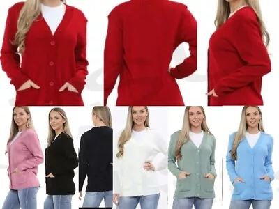 £14.49 • Buy Women Knitted Cardigan Long Sleeve With Pockets & Button Down