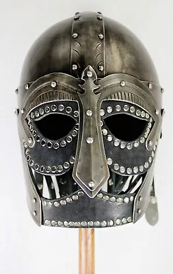 Hand-Forged Steel Viking Helmet W/Black Leather - Sca/Larp/Steel/Helm/Armor • $294.11