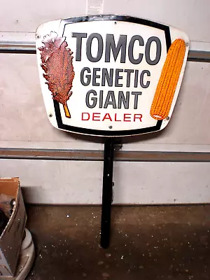 (2) RARE Vintage Antique 1964 TOMCO DEALER FARM SEED CORN Advertising Metal SIGN • $699.95