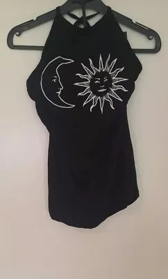 Black Boohoo Sun And Moon Halterneck Top • $9.85