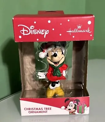 Hallmark Christmas Ornament Disney Minnie Mouse Santa Dress Glitter Scarf New • $11.21