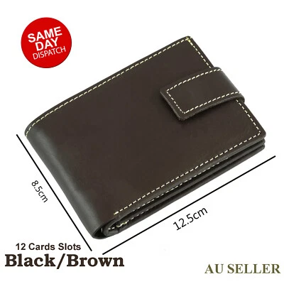 $27.99 • Buy Mens GENUINE Leather Wallet Slim RFID Blocking Trifold Card Holder Pocket Purse