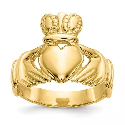 Real 14kt Yellow Gold Men's Claddagh Ring S:10 • $674.16