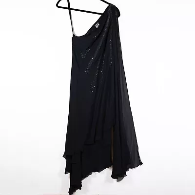 NEW Melinda Eng Silk Chiffon Beaded Sequin Jewel Embellished One Shoulder Dress • $525