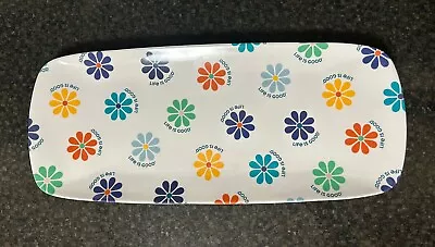 Life Is Good Multi Color Daisy Flowers Melamine Serving Tray New • $6.99