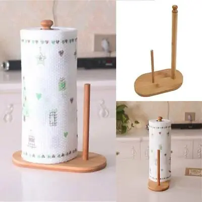 $16.19 • Buy Wear-Resistant Bamboo Stand Towel Holder Natural Health Roll Paper Organizer Y3