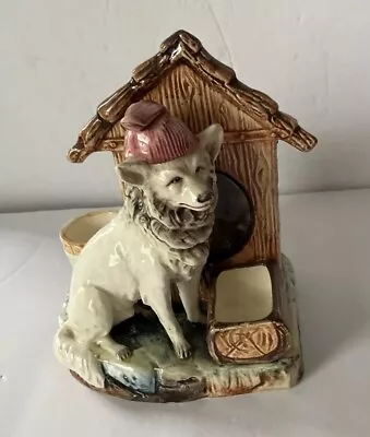 MAJOLICA DOG Doghouse Matchbox Match STRIKER~Antique • $27