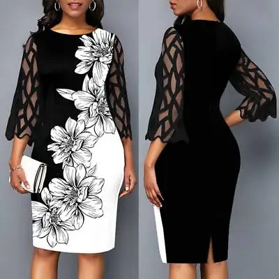 $20.89 • Buy Women Floral Hollow Up Bodycon Sundress Ladies Sundress Office Work Mini Dress