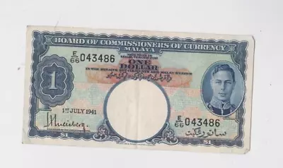 P11 Malaya 1941 One Dollar Banknote In Very Fine Condition. • £45