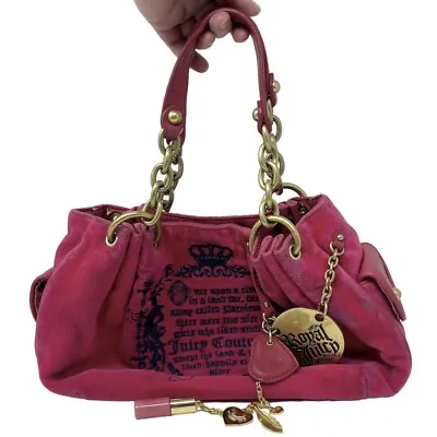 $149.99 • Buy Vintage Juicy Couture RARE Hot Pink Velour Bag Gold Hardware
