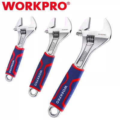 WORKPRO 3PCS 6  8  10  Adjustable Wrench Sets Wide Jaw Opening Wrench Metric/SAE • $32.99