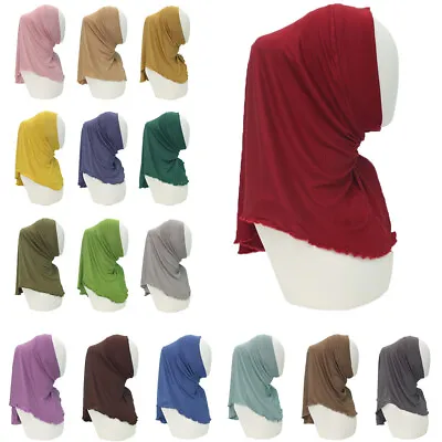 Muslim Women  Plain Headscarf Scarf Shawl Wrap Turban Hijab Amira Cap Hats • $7.31