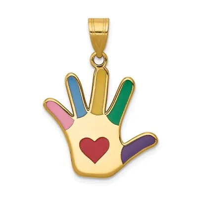 14k Enameled Autism W/Heart Handprint Pendant • £346.64