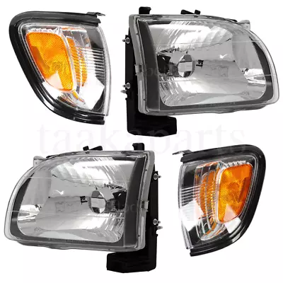 4Pcs For 2001 2002 2003 2004 Toyota Tacoma White Headlights & Black Corner Light • $66.85