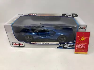 Maisto 2017 Ford GT Blue Diecast 1:18 Model In Original Box B1 • £15