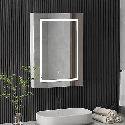 Bathroom LED Lighted Mirror Cabinet Wall Medicine Cabinet Touch Switch W/Shelves • $99.99