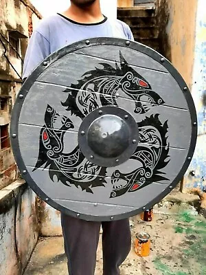 Medieval Wood & Steel Larp Warrior Viking Round Shield Armor Templar Shield • $112.50