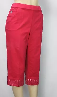 Dream Jeanne By Quacker Factory Women's Capri Pull On Pants Stretch Red Size L • $21
