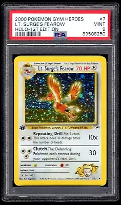 2000 Pokemon Gym Heroes Lt. Surge's Fearow Holo 1st Edition 7/132 Psa 9 • $124.99