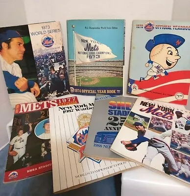 Lot Of (7)  NY Mets Yearbooks '73-'90 • $34.95