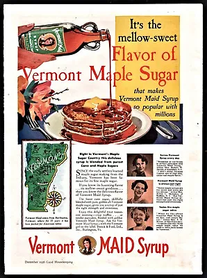 1936 VERMONT MAID Syrup AD Burlington Vt. Vintage Food Kitchen Decor • $10.99