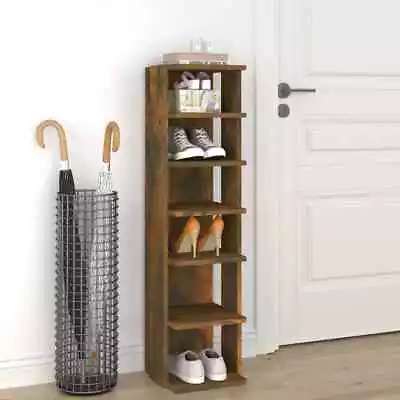 Modern Wooden Narrow Hallway Shoe Rack Storage Organiser Unit With 6 Shelves • £42.06