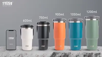 Tyeso Car Travel Mug Stainless Steel Thermal Coffee Cup Vacuum Insulated Straw • $30
