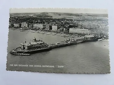 REAL PHOTO - EASTBOURNE. The Pier Esplanade & Downs 1960 (724) • £3