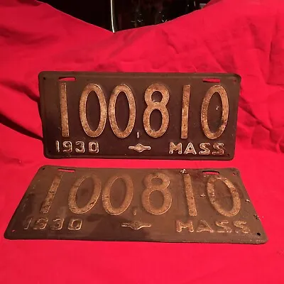 1930 Massachusetts License Plate. Matching.  Barn Find. • $75