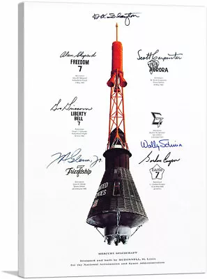 ARTCANVAS NASA Mercury Spacecraft Autographed By Astronauts Canvas Art Print • $75.64