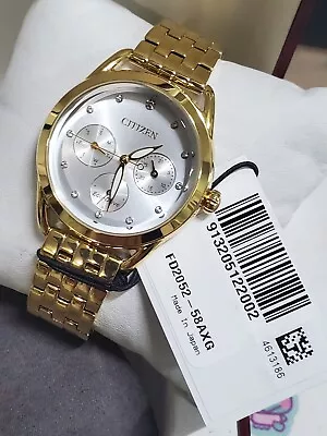 Citizen Eco-Drive Women's Swarovski Crystals Gold-Tone 38mm Watch FD2052-58A • $65