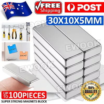 N52 Super Strong Magnets Block Rare Earth Cuboid Neodymium 30mm×10mm×5mm Magnet • $6.95