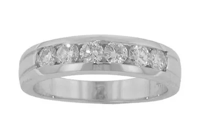 0.75 Ct Ttw Men's Round Cut Diamond Wedding Band Ring 14 Kt White Gold • $899